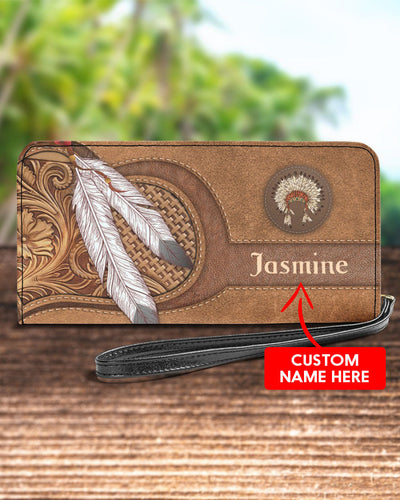 CUSTOM NAME HERE - Native American Wolves Womens Clutch Purse 12 WCS