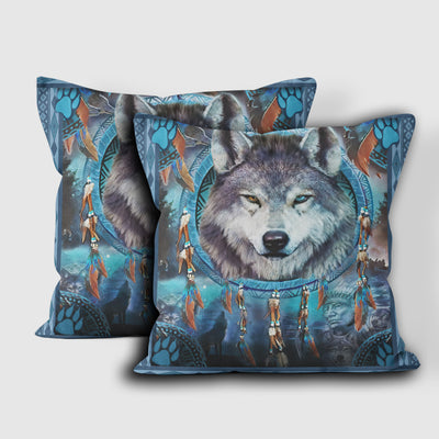 Blue Wolf Native American Pillow Cover WCS