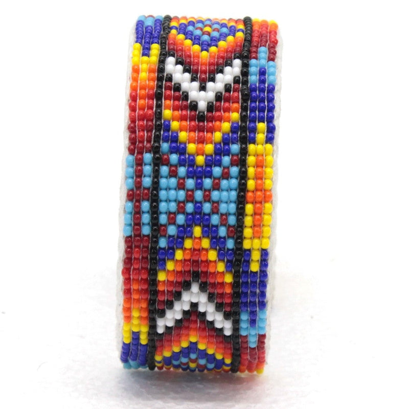 Handmade Beaded Diamond Pattern Multi-Color Leather Bracelet WCS