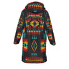 Native American Culture Pattern Horn Button Long Fleece Windbreaker WCS