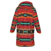 Native American Culture Pattern Horn Button Long Fleece Windbreaker WCS