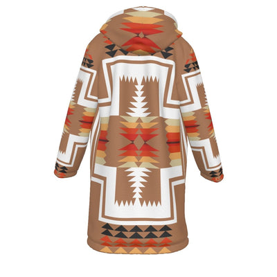 Native American Culture Pattern Horn Button Long Fleece Windbreaker WCS