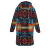 Native American Culture Pattern Horn Button Long Fleece Windbreaker WCS