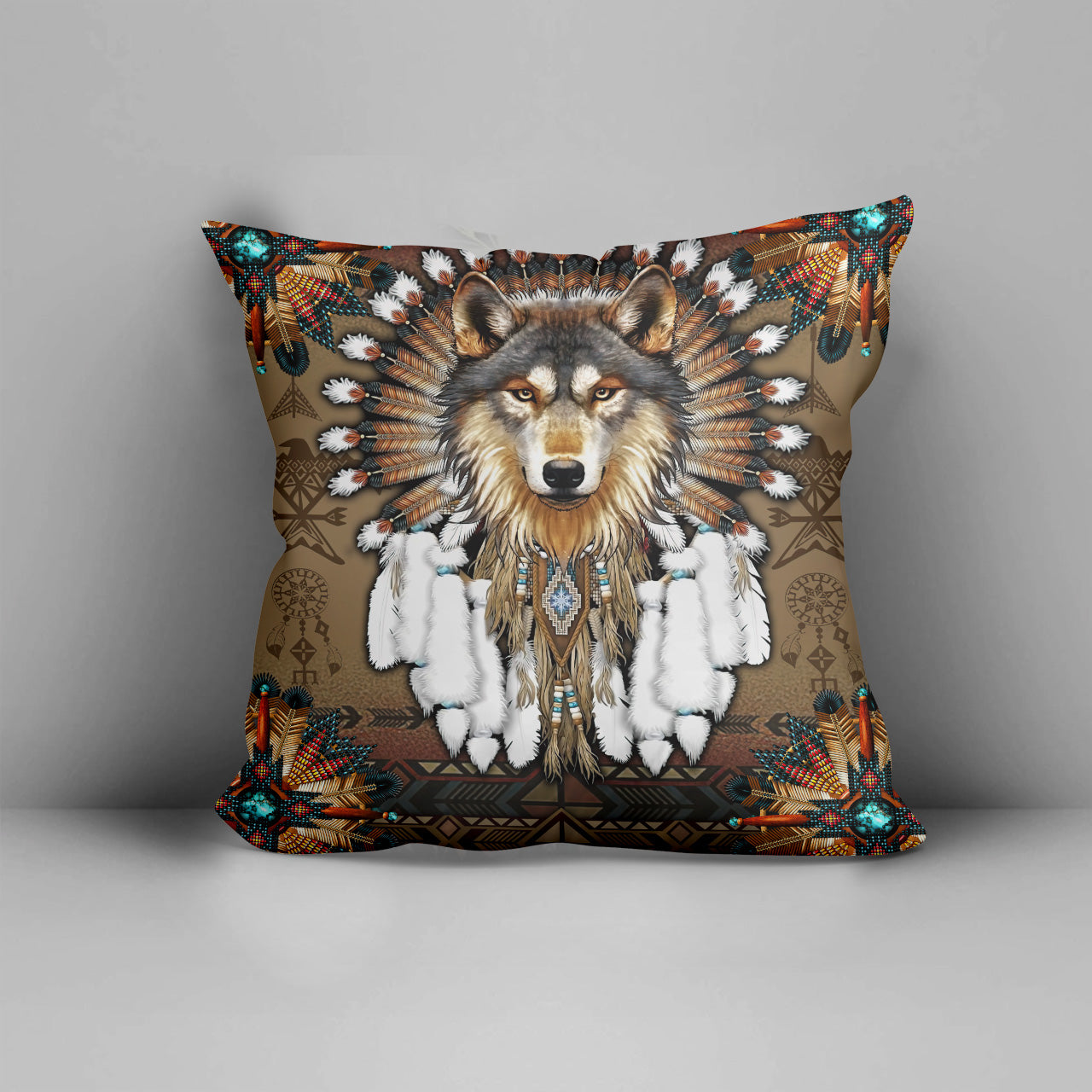 Wolf Native American Pillow Cover WCS