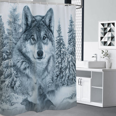 Snow Wolf Native American Shower Curtains WCS