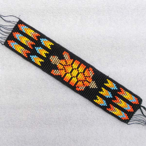 Handmade Beaded Black Fire Turtle Leather Bracelet WCS