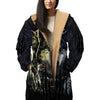 Native American Wolf Spirit Horn Button Long Fleece Windbreaker WCS