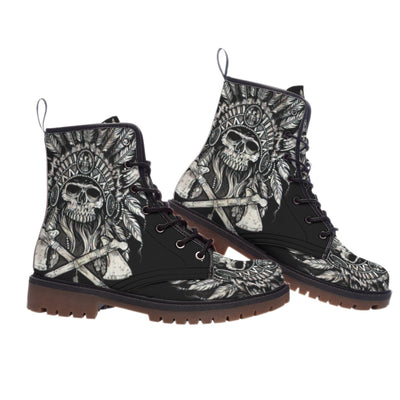 Skull Native  Leather Martin Short Boots WCS