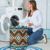 Yellow Aztec Geometric Laundry Basket WCS