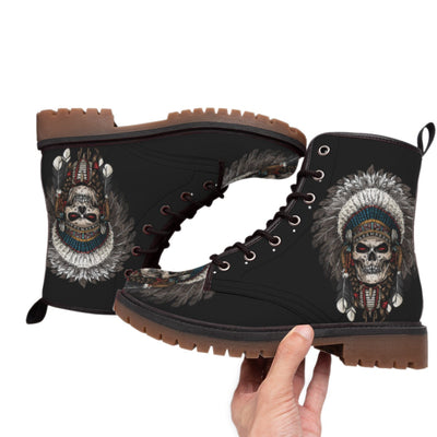 Skull Native Leather Martin Short Boots WCS