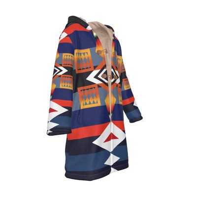 Native American Shape Horn Button Long Fleece Windbreaker WCS