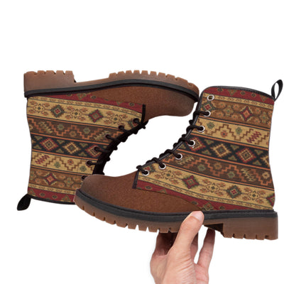 Brown Pattern Native  Leather Martin Short Boots WCS