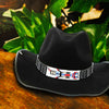 Black Red White Seed Beaded Yei Dancer Beadwork Cowboy Hat Band Belt WCS