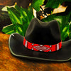 Red Black White Seed Beaded Cowboy Hat Band Waist Belt WCS