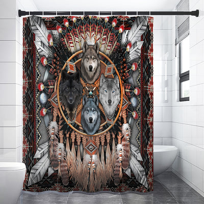 Wolf Dreamcatcher Native American Shower Curtains WCS