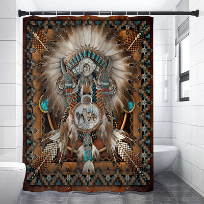 Native American Wolf Pattern Shower Curtains WCS