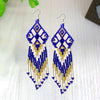 SALE 30% OFF - Blue Seed Beaded Handmade Earrings For Women