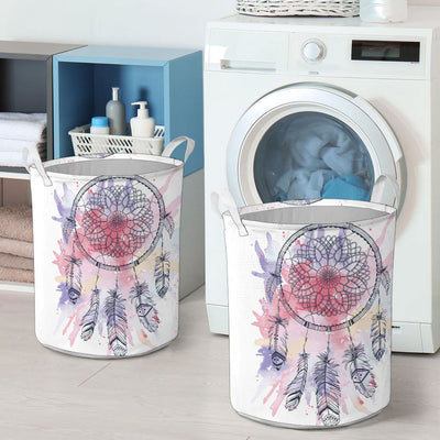 Pink Water Color Dream Catcher Laundry Basket WCS