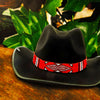 SALE 30% OFF - Red Black White Seed Beaded Cowboy Hat Band Waist Belt IBL