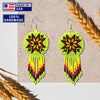 SALE 30% OFF - Green Fire Color Flower Round Beaded Handmade Earrings For Women