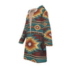 Native American Pattern Horn Button Long Fleece Windbreaker WCS