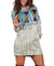 Blue Native Pattern Hoodie Dress WCS