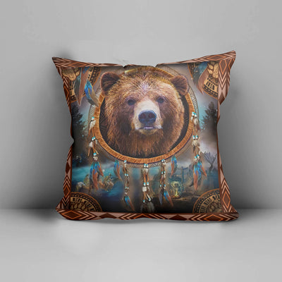 Brown Bear Dreamcatcher Native American Pillow Cover WCS