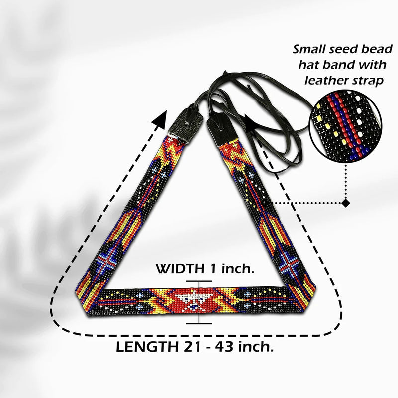 Black Red Yellow Eagle Pattern Cowboy Style Hatband WCS