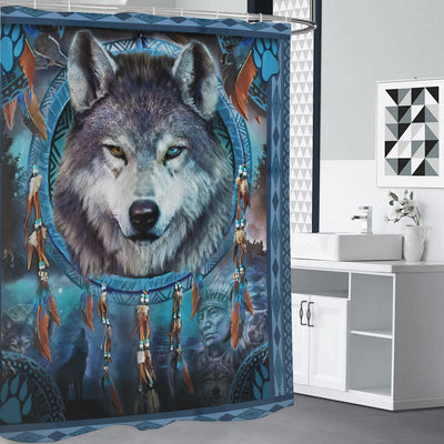 Native American Wolf Spirit Shower Curtains WCS