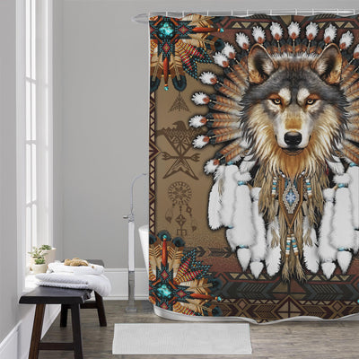 Wolf Native American Shower Curtains WCS