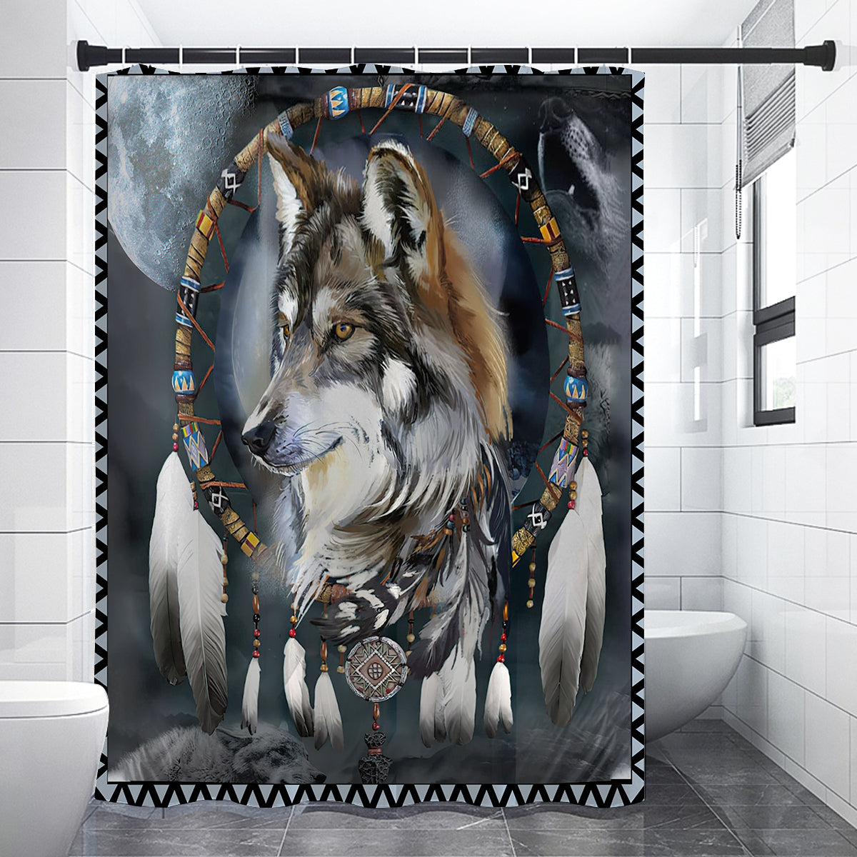 Wolf Native American Shower Curtains WCS