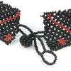 Black Red Seed Beads Beaded Fire Pattern Medallion Necklace WCS