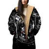 Native American Half Wolf Half Human Horn Button Long Fleece Windbreaker WCS