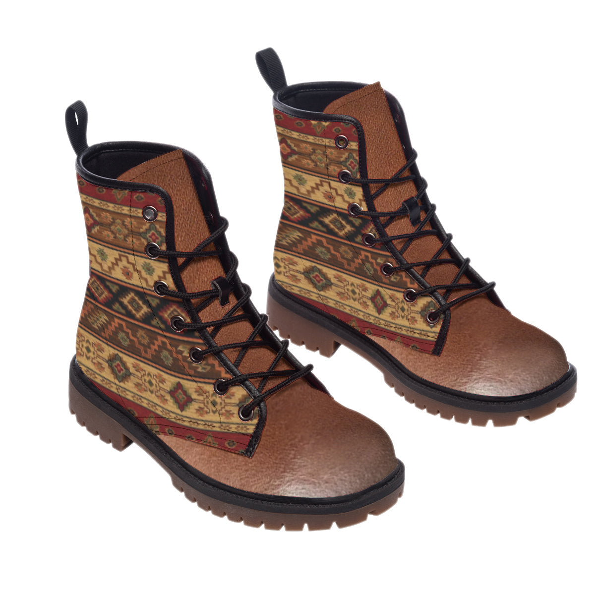 Brown Pattern Native  Leather Martin Short Boots WCS