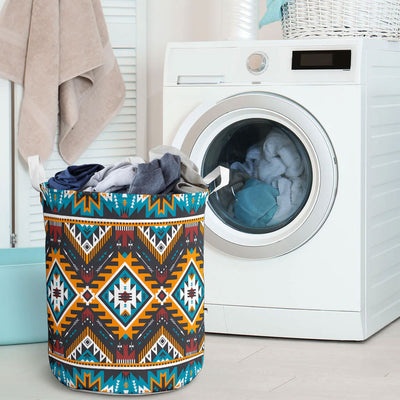 Yellow Aztec Geometric Laundry Basket WCS