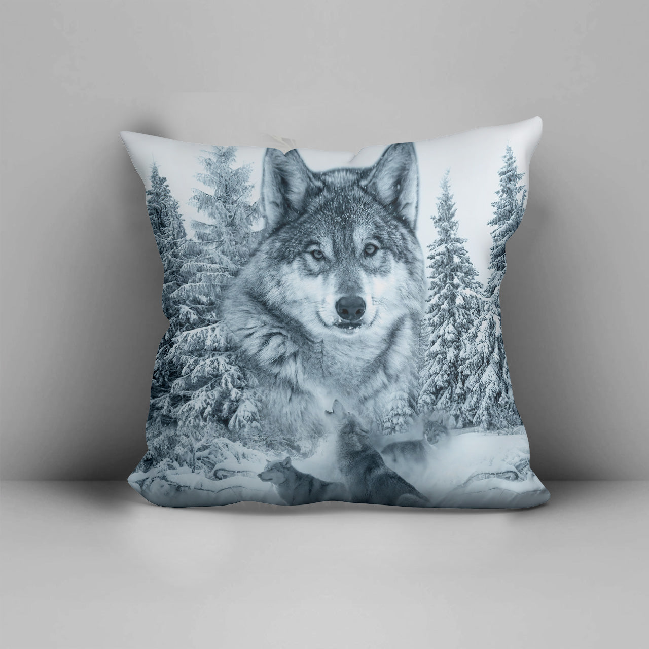 Grey Wolf Native American Pillow Cover WCS