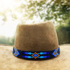 Handmade Blue Black Feather Diamond Pattern Cowboy Style Hatband WCS