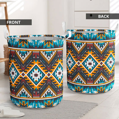 Yellow Aztec Geometric Laundry Basket WCS