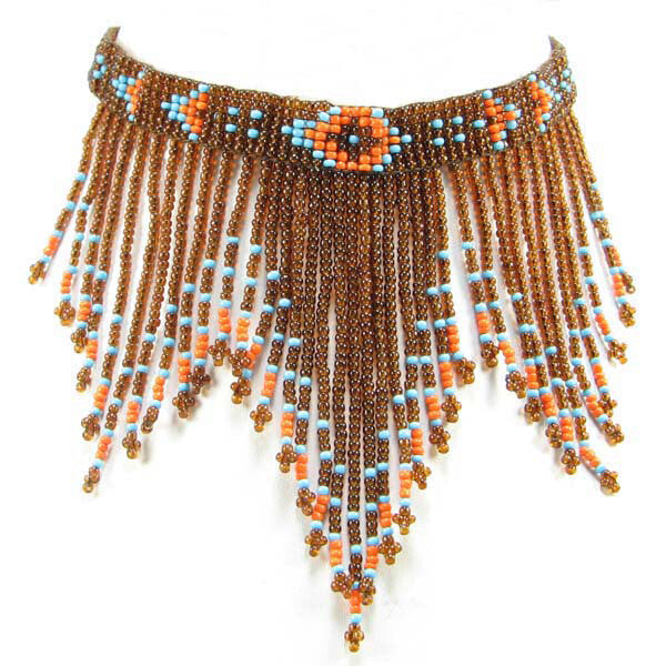 Handmade Beaded Brown Seed Bead Choker Necklace WCS