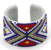 White Red Blue Geometric pattern handmade beaded cuff WCS