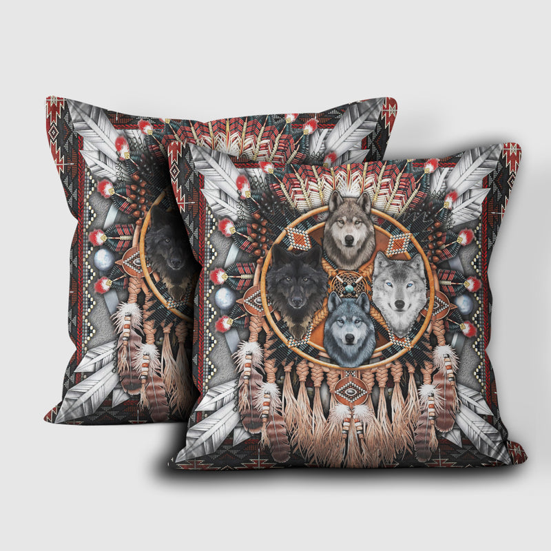 Wolf Dreamcatcher Native American Pillow Cover WCS