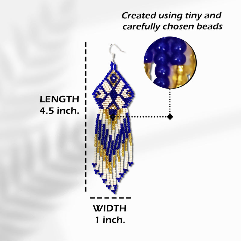 SALE 30% OFF - Blue Seed Beaded Handmade Earrings For Women