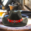 SALE 30% OFF - Red Black White Seed Beaded Cowboy Hat Band Waist Belt IBL