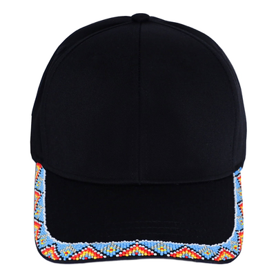 Baseball Cap With A Colorful Beaded Brim Cotton Unisex Native American Style