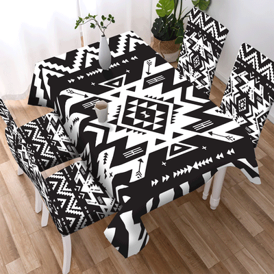 Blackwhite Pattern Design Native American Tablecloth - Chair cover WCS