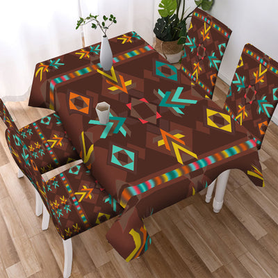 Brown Pattern Design Native American Tablecloth - Chair cover WCS