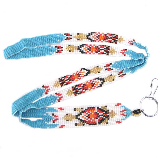 Native American Style Turtle Design Seed Beaded Lanyard Id Holder WCS