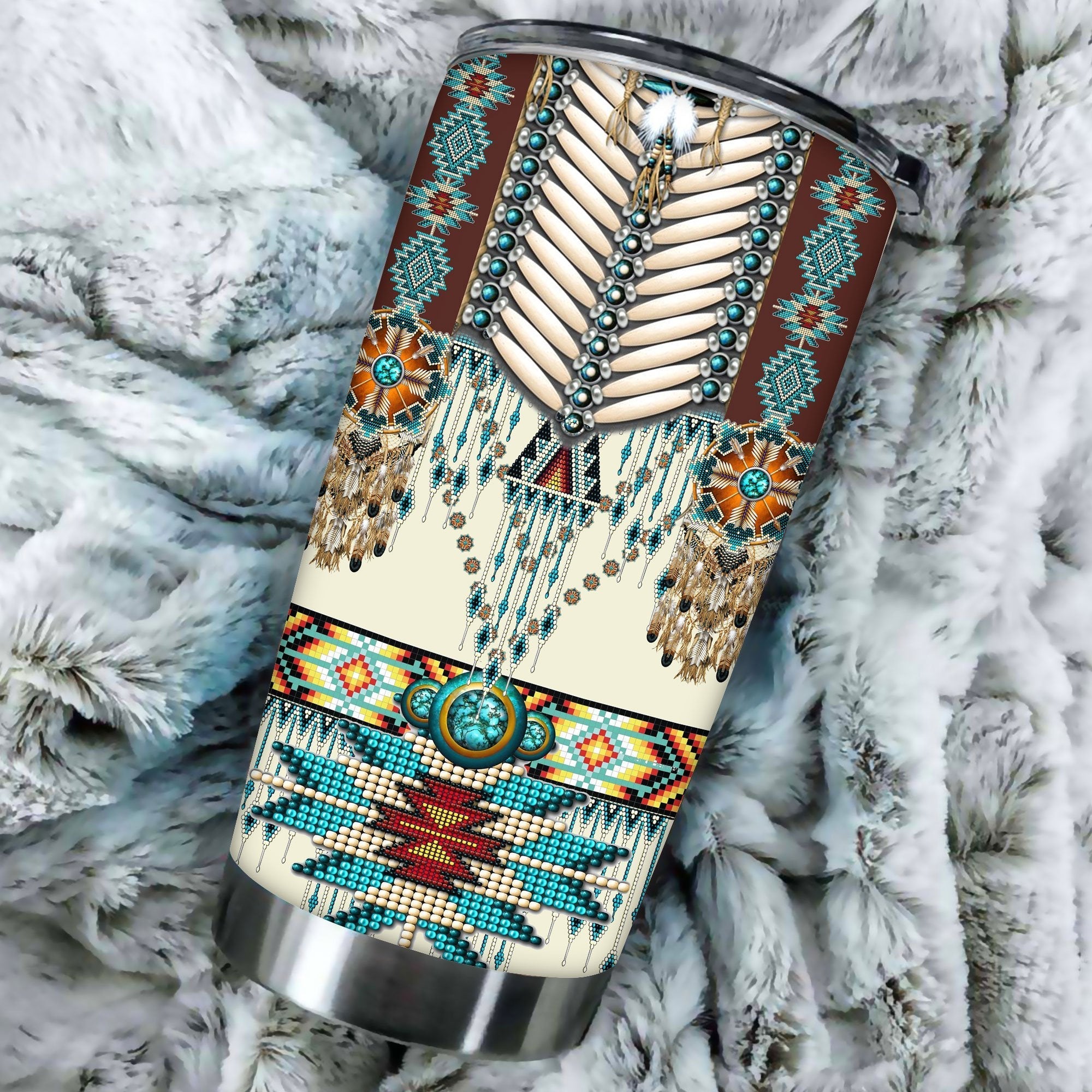 Turiquoise Native Indian Pattern Feather Tumbler WCS