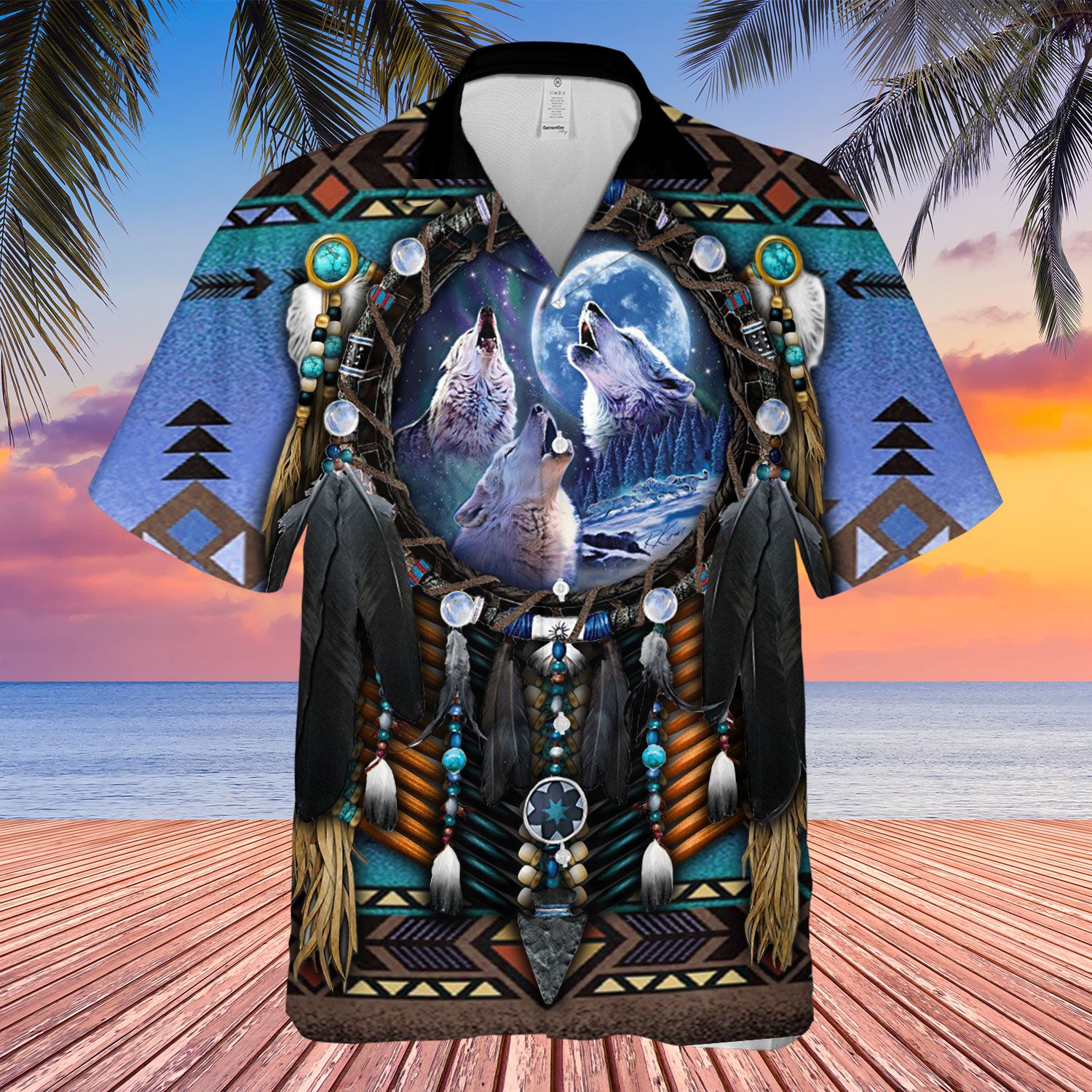 Native American Wolf Hawaiian Shirt WCS