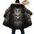 Skull & Black Feather Horn Button Long Fleece Windbreaker WCS